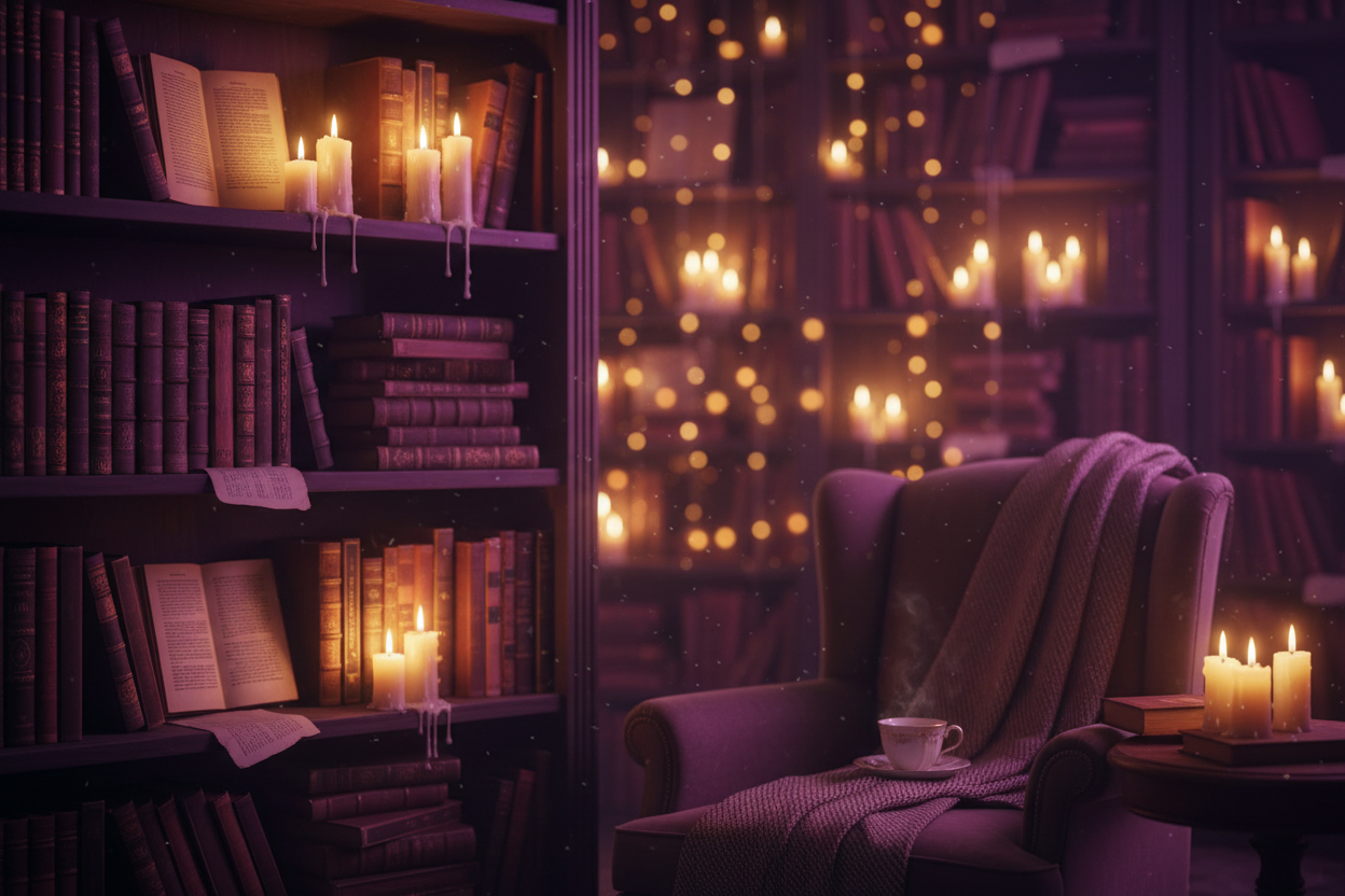 Cozy Moody Bookshelf Hero
